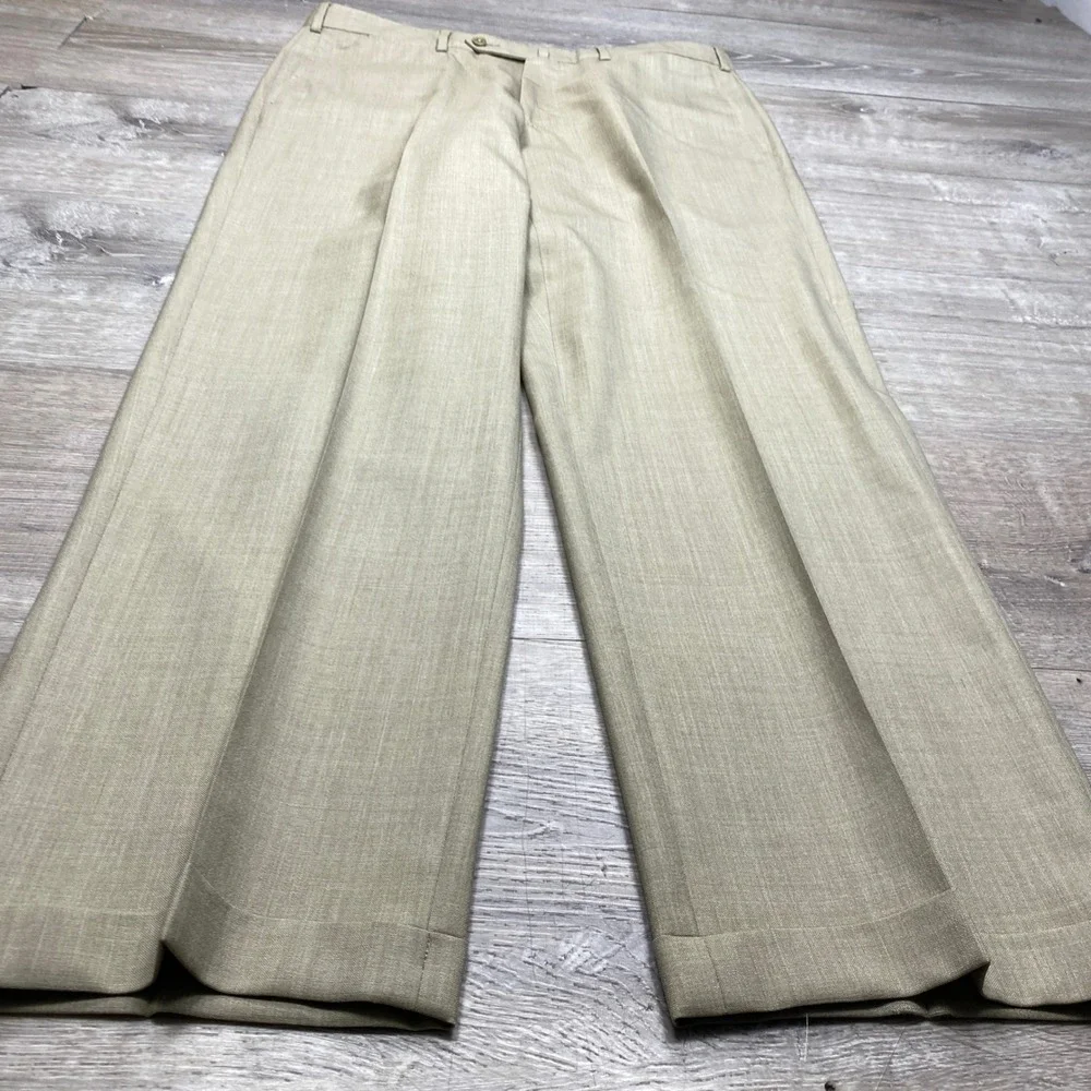 Ermenegildo Zegna Dress Pants Mens 36 Tan Wool Flat Front Luxury Business